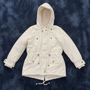 Copper Key Girls' White Hooded Parka Jacket - Size L
 b13